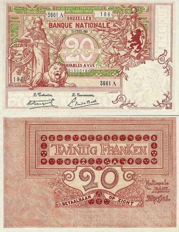 Belgium 20 Francs | 1920 | P-67a |