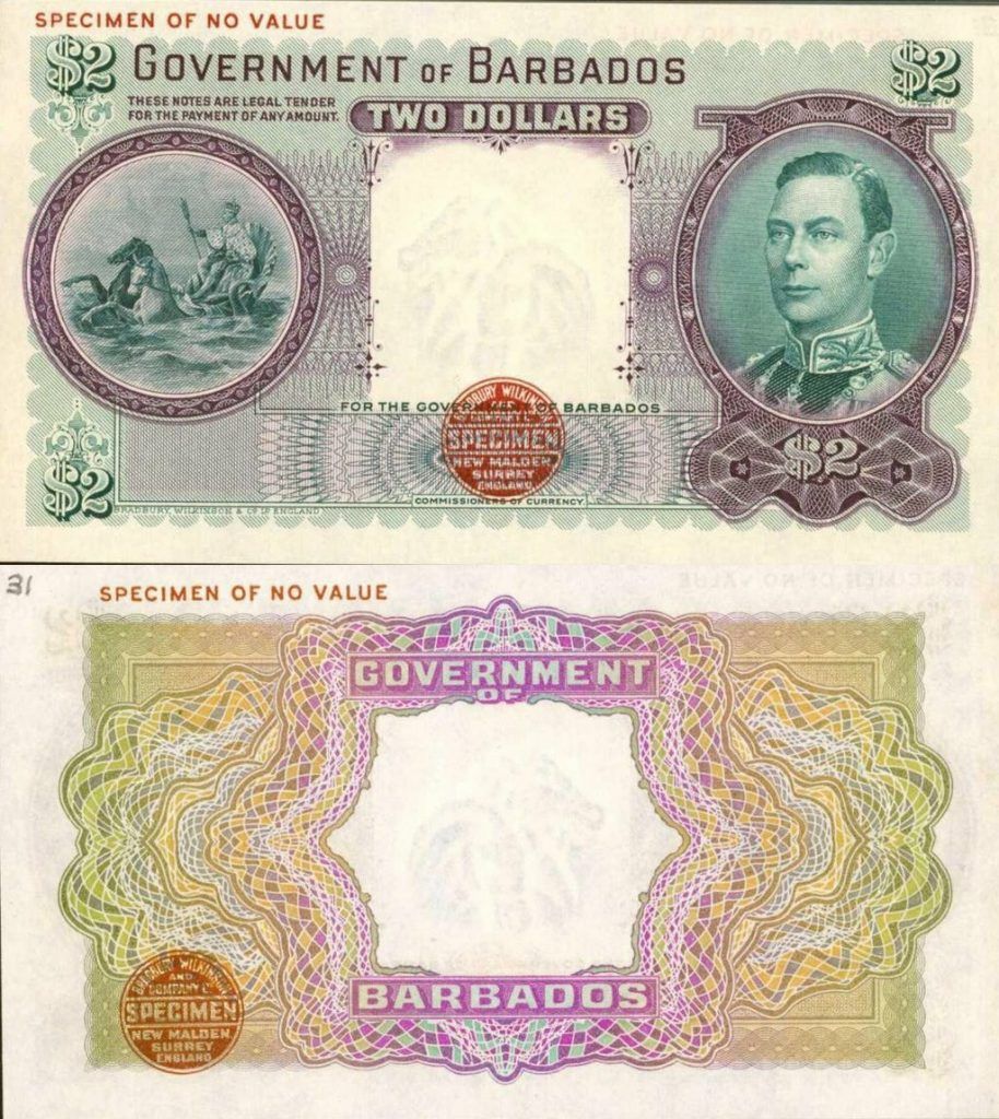 Barbados 2 Dollars | 1938 | P-3ct |