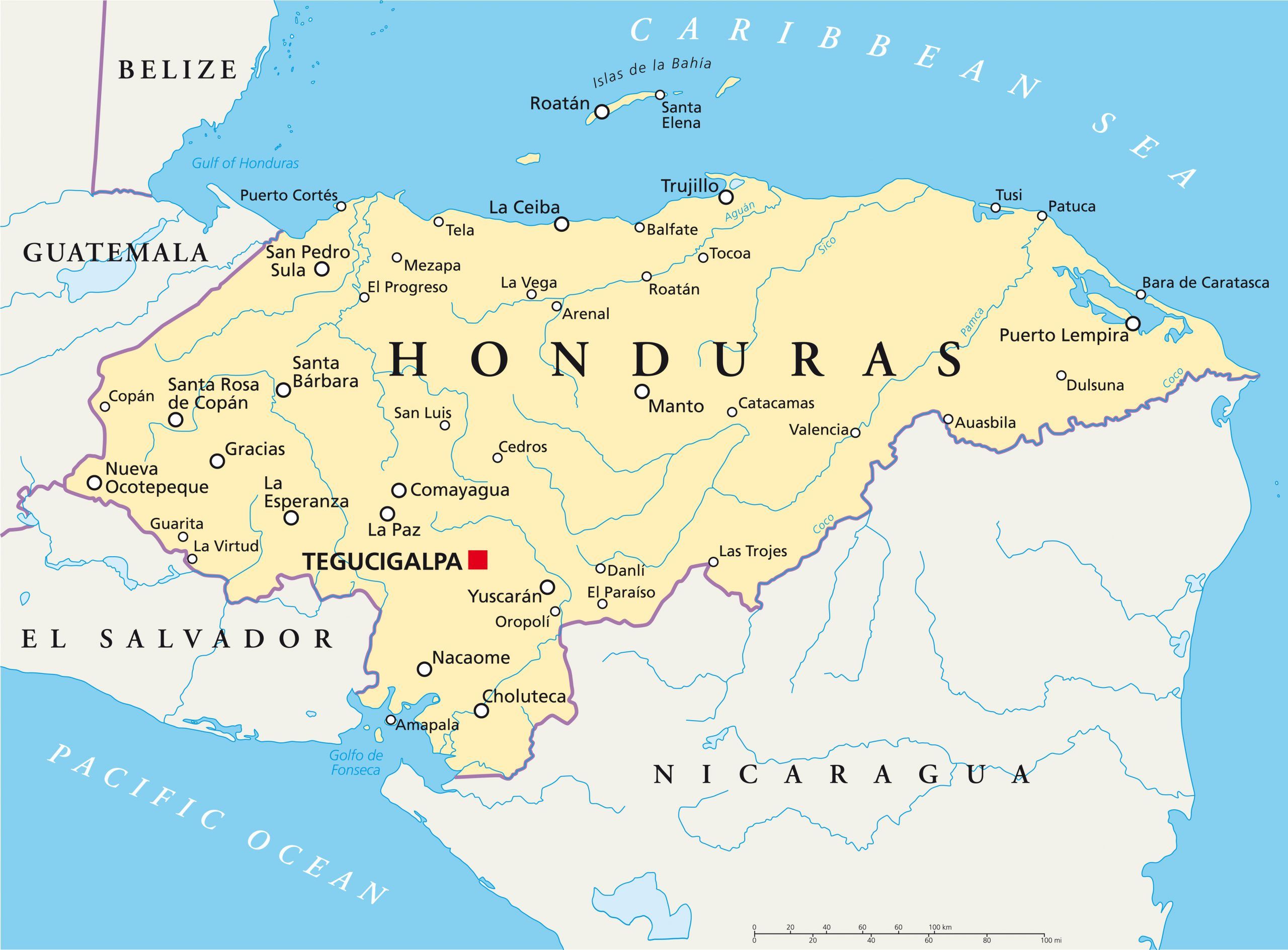 El Mapa Nacional De Honduras Tegucigalpa Yoro Poster Diy Activities ...