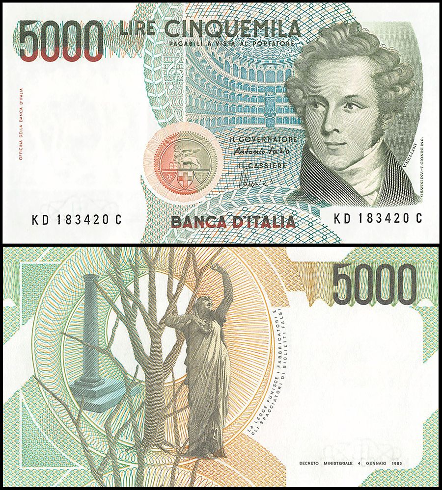 Italy 5,000 Lire | 1985 | P-111c |