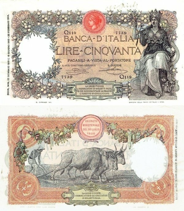 Italy 50 Lire | 1919 | P-43b.1 |