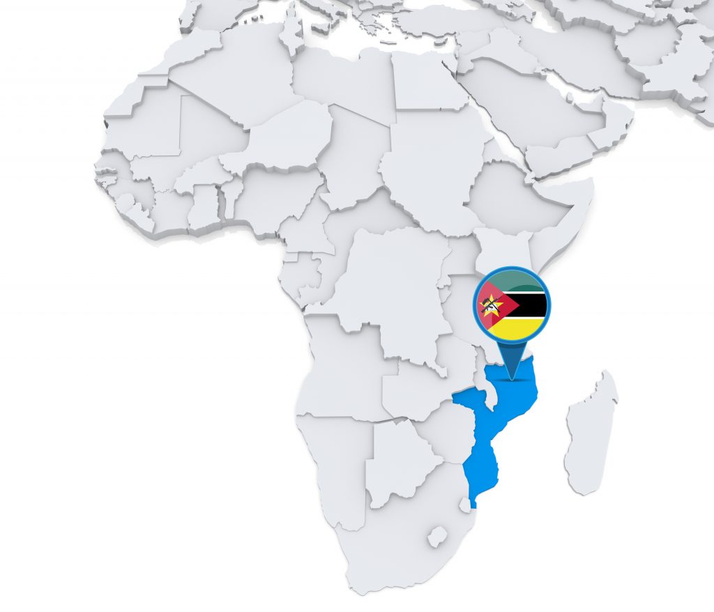 Mozambique on map of Africa