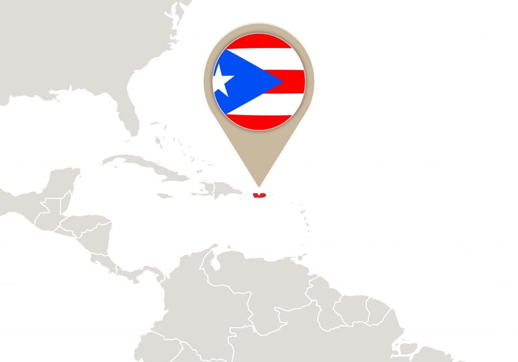 Map of location of Puerto Rico