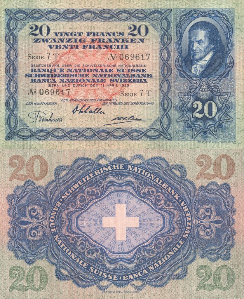 Switzerland 20 Francs, 1935