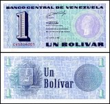 Venezuela 1 Bolivar Banknote, 1989, P-68, UNC