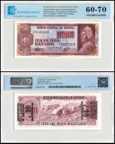 Bolivia 10 Centavos de Boliviano on 100,000 Pesos Bolivianos Banknote, D. 05.06.1984 (1987 ND), P-196Ax.2, UNC, Overprint - 10 Centavos on back right, Error - 10 Centavos on back left, TAP 60-70 Authenticated