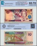 Fiji 10 Dollars Banknote, 2002 ND, P-106s, UNC, Specimen, TAP 60-70 Authenticated