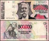 Argentina 500,000 Australes Banknote, 1991 ND, P-338, Used