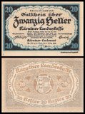 Austria - Klagenfurt - Kaernten 20 Heller Banknote, 1920, P-S107, UNC