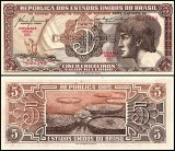 Brazil 5 Cruzeiros Banknote, 1961-1962 ND, P-166a, UNC, Estampa 3, Series 021