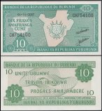 Burundi 10 Francs Banknote, 2007, P-33e.2, UNC