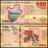 Burundi 500 Francs Banknote, 2018, P-50a.2, UNC