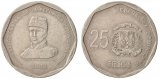 Dominican Republic 25 Pesos Coin, 2008, KM #107, Mint, Gregorio Luperon, Coat of Arms