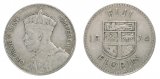 Fiji 1 Florin Silver Coin, 1934, KM #5, F-Fine, King George V, Coat of Arms