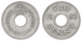 Fiji 1 Penny Coin, 1936, KM #2, F-Fine, King George V