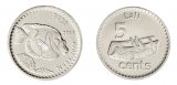 Fiji 5 Cents Coin, 2012-2022, KM #332, Mint, Foxface Rabbitfish, Lali