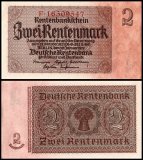 Germany 2 Rentenmark Banknote, 1937, P-174b.1, UNC