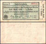 Germany 0.42 Mark Gold Banknote, 1923, P-148, Used
