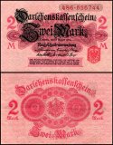Germany 2 Mark Banknote, 1914, P-54, Used