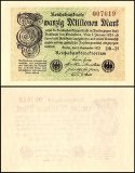 Germany 20 Millionen - Million Mark Banknote, 1923, P-108a, UNC