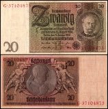 Germany 20 Reichsmark Banknote, 1929, P-181a.1a, Used, Series B
