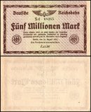 Germany 5 Millionen - Million Mark Banknote, 1923, P-S1013, Used