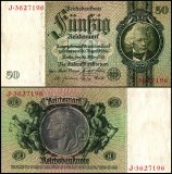 Germany 50 Reichsmark Banknote, 1933, P-182a.1, Used, Series B to Z