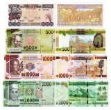 Guinea 100-2,000 Francs 4 Pieces Banknote Set, 2015-2018, P-A47-52, UNC
