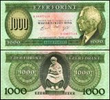 Hungary 1,000 Forint Banknote, 1992, P-176a, Used