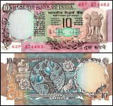 India 10 Rupees Banknote, 1985-1990 ND, P-81g, UNC, Plate Letter B