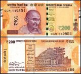 India 200 Rupees Banknote, 2023, P-113x, UNC, Plate Letter F