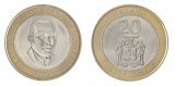 Jamaica 20 Dollars Coin, 2008, KM #182, Mint, Marcus Garvey, Coat of Arms