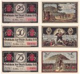 Kahla 25-75 Pfennig 3 Pieces Notgeld Set, 1921, Mehl # 668.2a, UNC