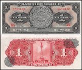 Mexico 1 Peso Banknote, 1965, P-59i.1, UNC, Series BCQ