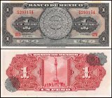 Mexico 1 Peso Banknote, 1965, P-59i.1, UNC, Series BCR
