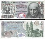 Mexico 10 Pesos Banknote, 1977, P-63i.1, UNC, Series 1EM