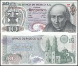 Mexico 10 Pesos Banknote, 1977, P-63i, UNC, Series 1EV