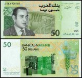 Morocco 50 Dirhams Banknote, 2002 (AH1423), P-69a.2, UNC
