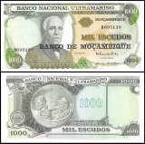 Mozambique 1,000 Escudos Banknote, 1972 (1976 ND), P-119, UNC