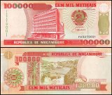 Mozambique 100,000 Meticais Banknote, 1993, P-139, UNC