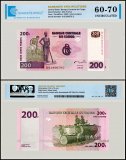 Congo Democratic Republic 200 Francs Banknote, 2000, P-95A, UNC, TAP 60-70 Authenticated