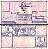 Netherlands - Concentration Camp Westerbork 10 Cents Voucher, 1944, Campbell #4171b, Used, Series CC