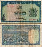 Rhodesia 1 Dollar Banknote, 1976-1978, P-34, Used