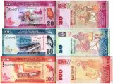 Sri Lanka 20-100 Rupees 3 Pieces Banknote Set, 2019-2021, P-123-125, UNC