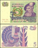 Sweden 5 Kronor Banknote, 1981, P-51d.4, UNC