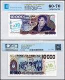 Argentina 10 Australes on 10,000 Pesos Argentinos Banknote, 1985 ND, P-322c, UNC, Series B, TAP 60-70 Authenticated