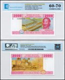 Central African States - Chad 2,000 Francs Banknote, 2002, P-608Ce, UNC, TAP 60-70 Authenticated