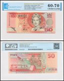 Fiji 50 Dollars Banknote, 1996 ND, P-100a, UNC, Fancy Serial #, TAP 60-70 Authenticated