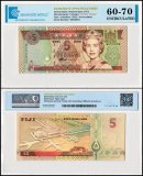 Fiji 5 Dollars Banknote, 2002 ND, P-105a, UNC, Repeating Serial #, TAP 60-70 Authenticated