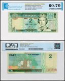 Fiji 2 Dollars Banknote, 1996 ND, P-96a, UNC, Low Serial #, TAP 60-70 Authenticated